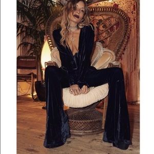 Rat and Boa Blue Velvet Jagger Jumpsuit